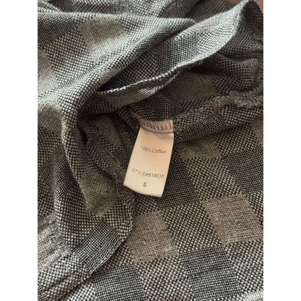 Mustard Seed Top Shirt Plaid Pull On Sleeve V‎ Neck Hi Low Hem Boho Sz S - Picture 6 of 10